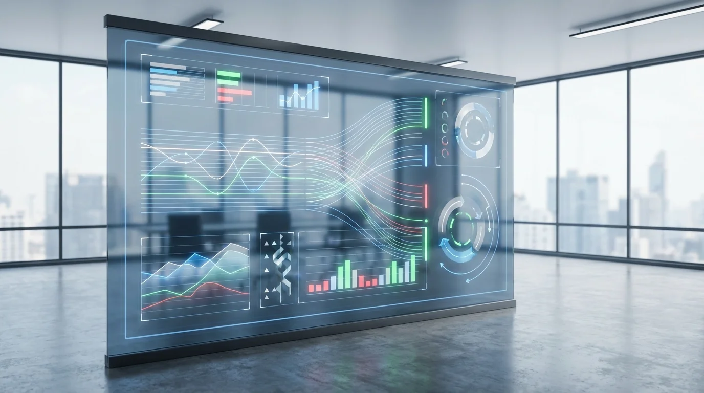 Detailed data visualization dashboard showing real-time inventory fluctuations, stock replenishment cycles, and algorithmic patterns of e-commerce returns and refurbishing processes.