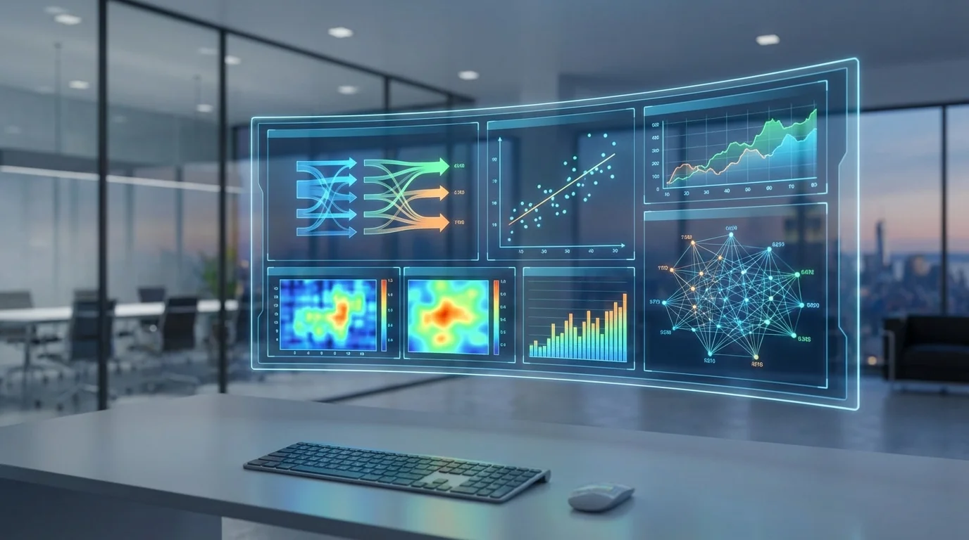 A high-tech data visualization screen showing real-time inventory turnover metrics, conversion rates, and predictive analytics for Amazon marketplace performance optimization.
