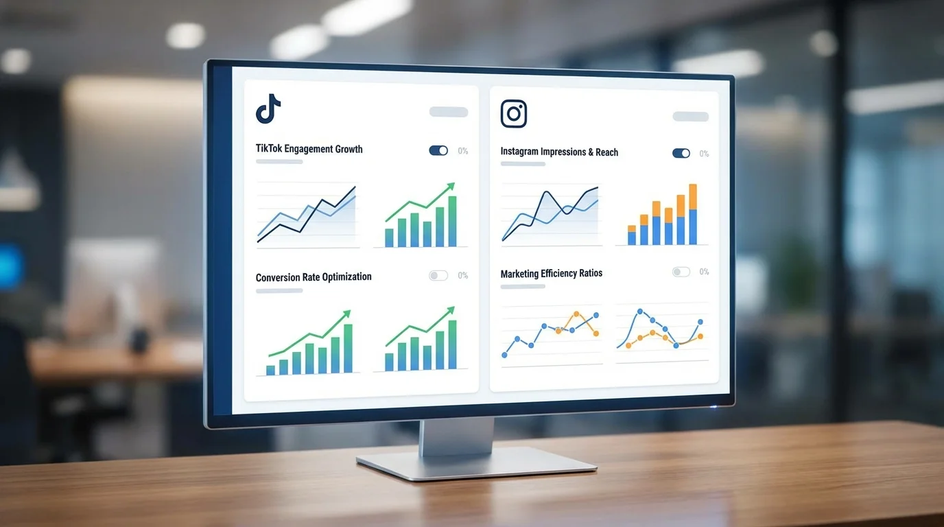 Close-up of a sophisticated business analytics dashboard featuring incremental lift curves, conversion rate optimization data, and marketing efficiency ratios. No text or logos.