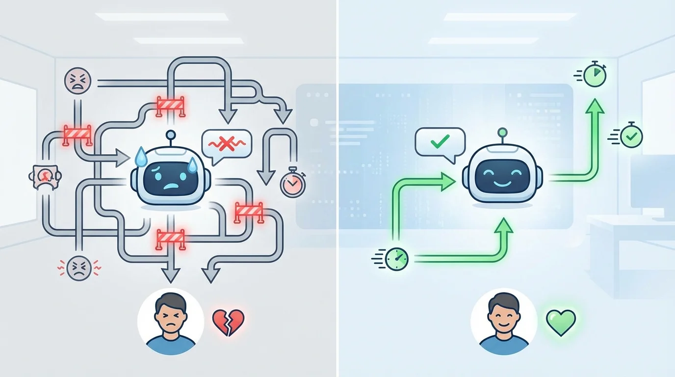 A graphical representation of the Customer Effort Score (CES) compared with traditional CSAT metrics. The image illustrates how minimizing user friction in chatbot interactions leads to higher overall customer satisfaction and more efficient automated support cycles.