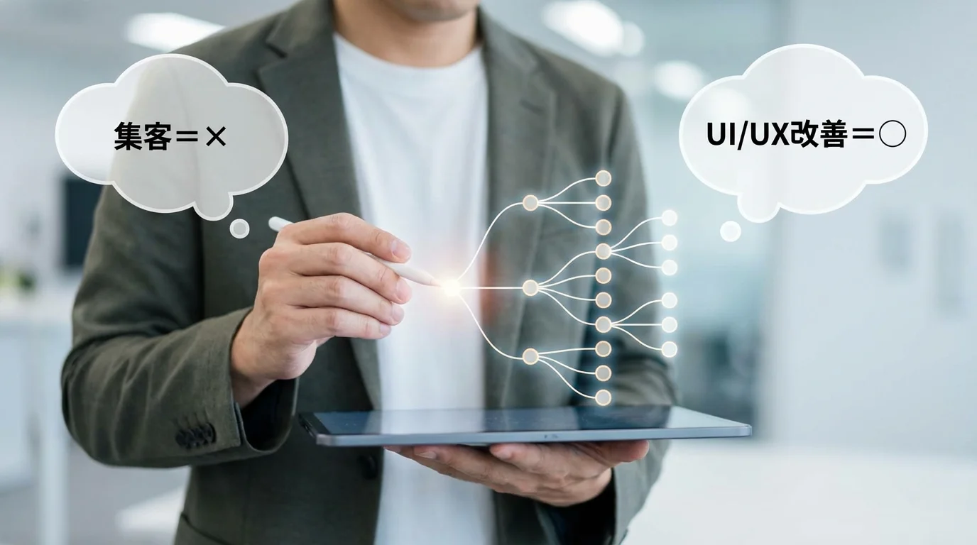 A close-up shot of a digital tablet displaying a hierarchical logic tree diagram used for business problem decomposition, with a hand using a stylus to highlight specific nodes representing key performance indicators.