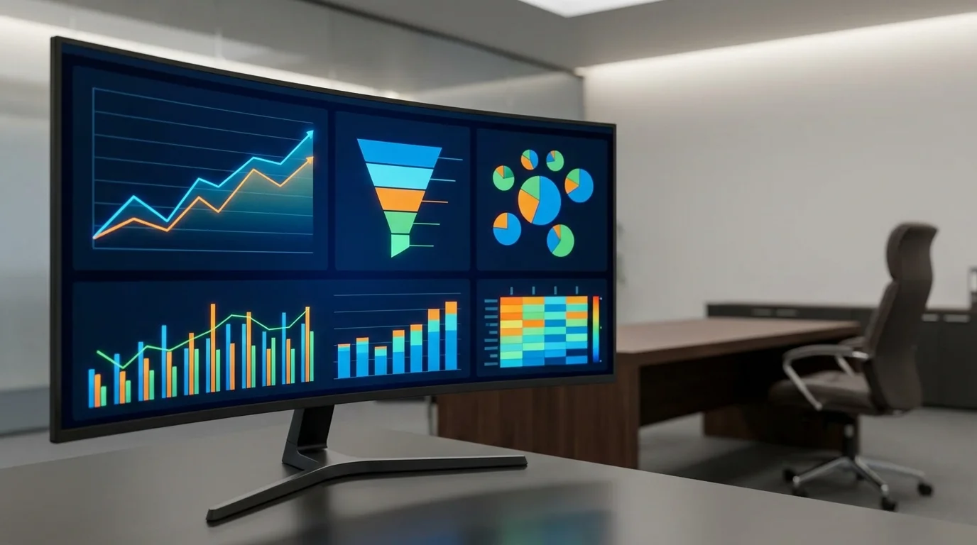 Technical business dashboard showing analytics of promotional campaigns and discount conversion rates. The visual includes charts and graphs representing user engagement with promotional balances and coupon usage in a data-driven e-commerce environment.