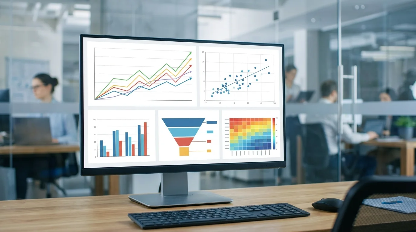 Detailed technical data visualization showing search engine optimization metrics, performance charts, and conversion rate analysis tools used to evaluate e-commerce ranking factors and algorithm behavior in a professional business environment.