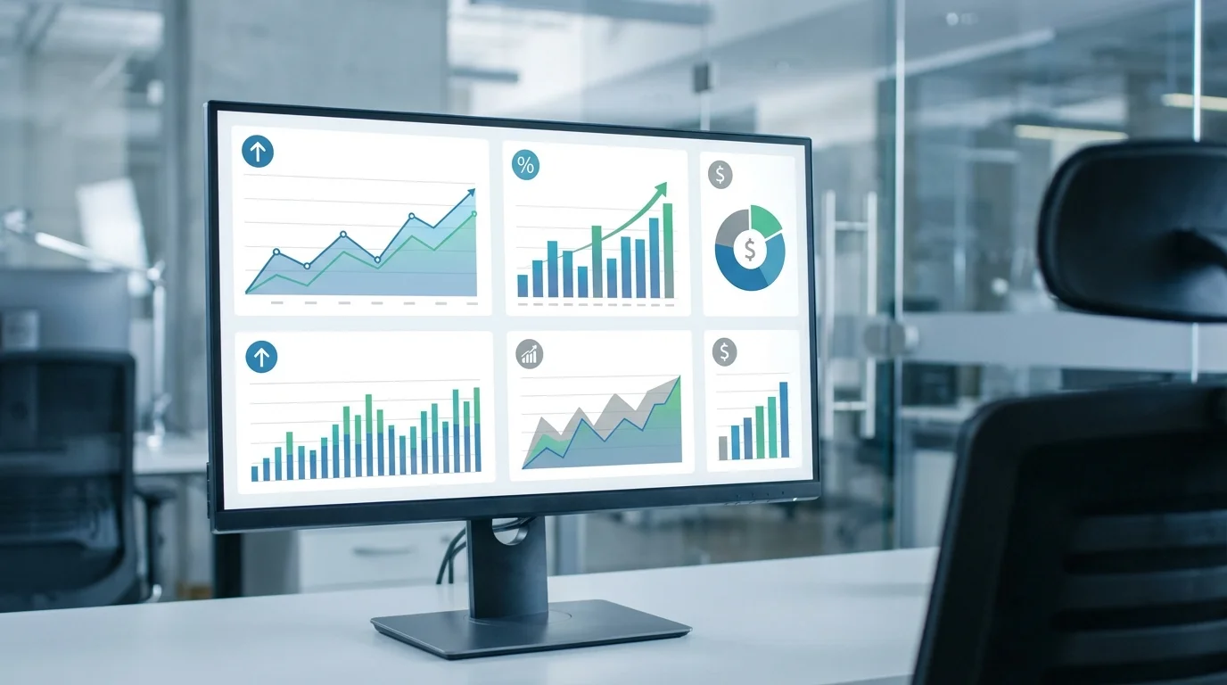 Professional business analytics dashboard showing growth metrics, conversion rates, and financial performance for an online retail store during a major sale event.