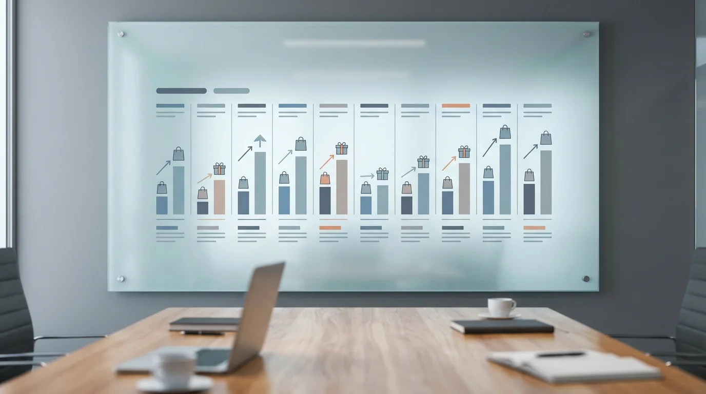 Detailed annual marketing calendar showing strategic promotion peaks and seasonal sale events for a large scale digital mall, visualized with clean typography and business-oriented layout.