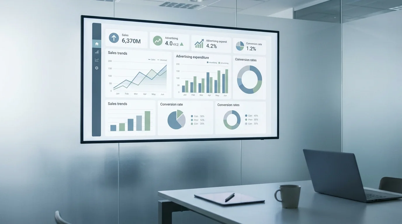 Professional digital marketing dashboard displaying real-time analytics for Rakuten Ichiba sales performance, advertising spend, and conversion rate optimization metrics.
