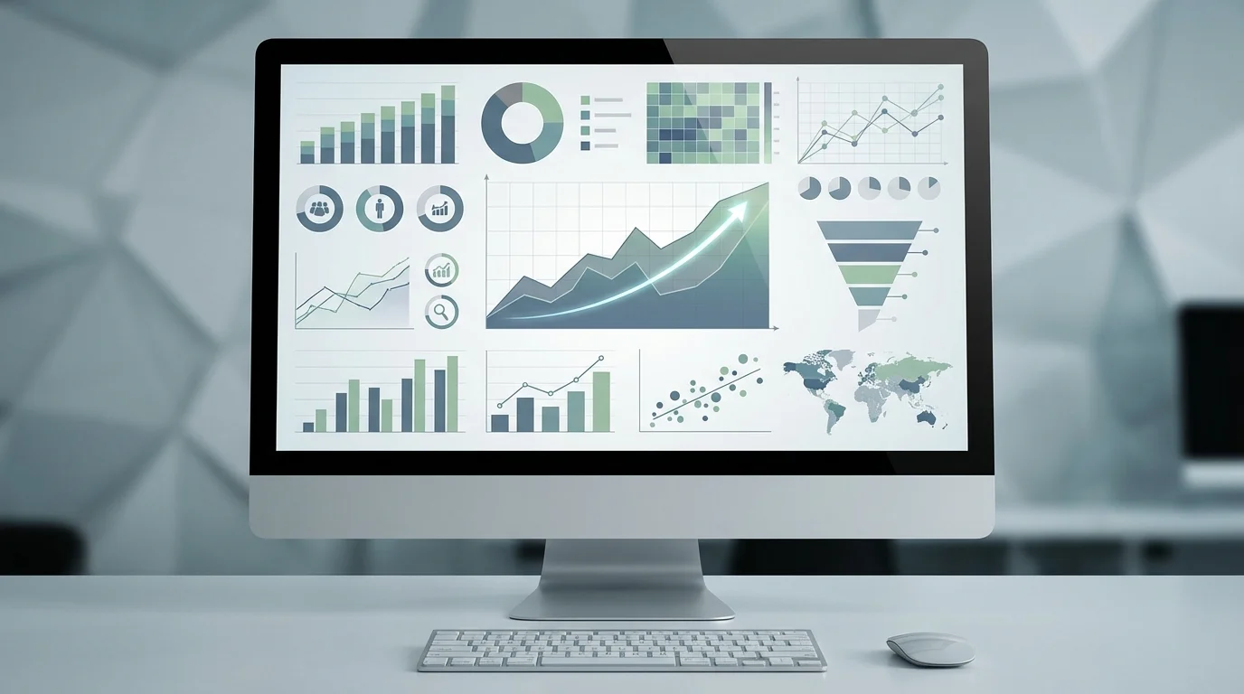 Detailed data visualization on a computer screen showing e-commerce performance metrics and sales growth patterns necessary for professional account management.