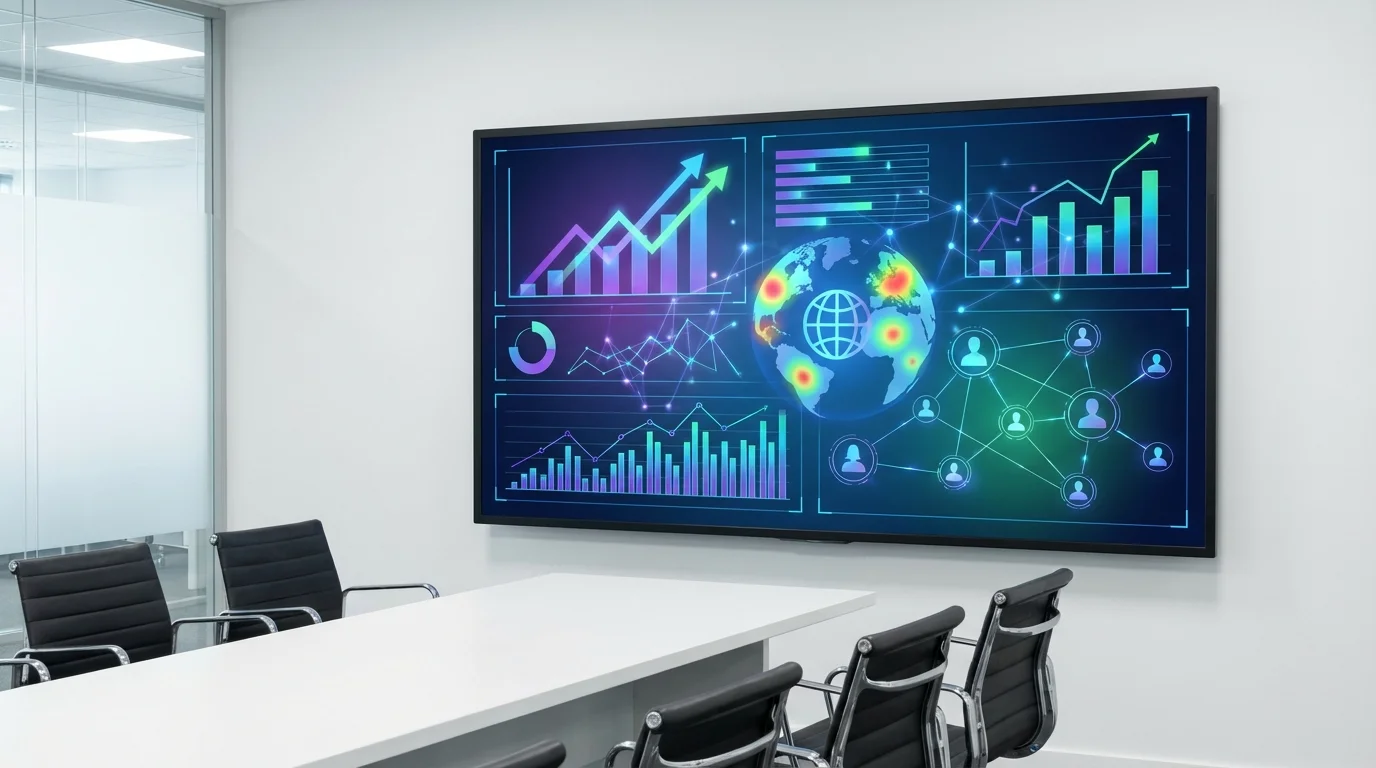 Advanced data analytics interface showing market penetration trends and consumer behavior patterns for global e-commerce expansion planning.