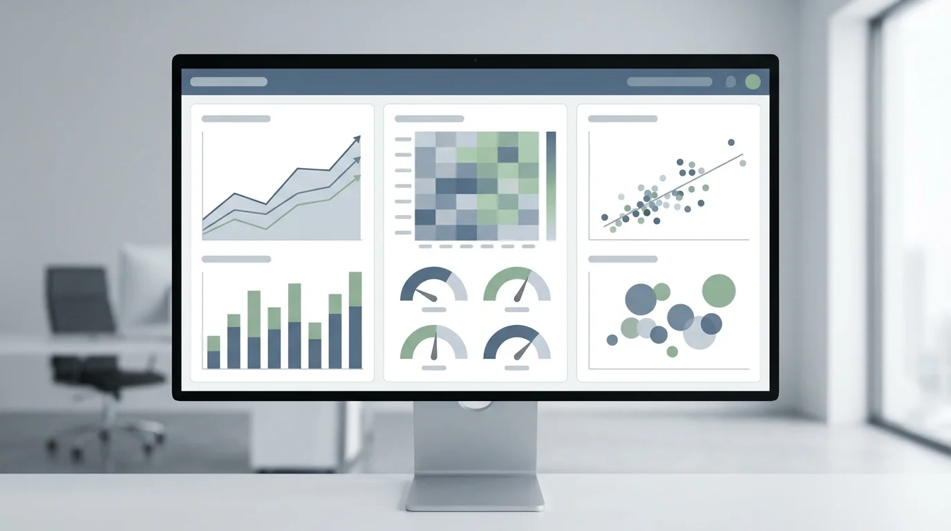 Detailed data visualization charts displaying search volume trends, keyword difficulty scores, and competitive landscape analysis in a clean professional business interface.