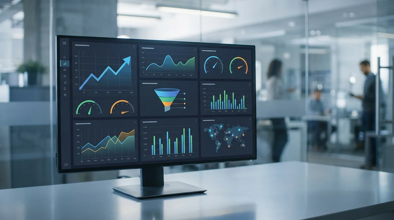 A detailed technical dashboard showing e-commerce analytics, conversion rates, and real-time sales data for a digital store management system, emphasizing business growth and data-driven decisions.