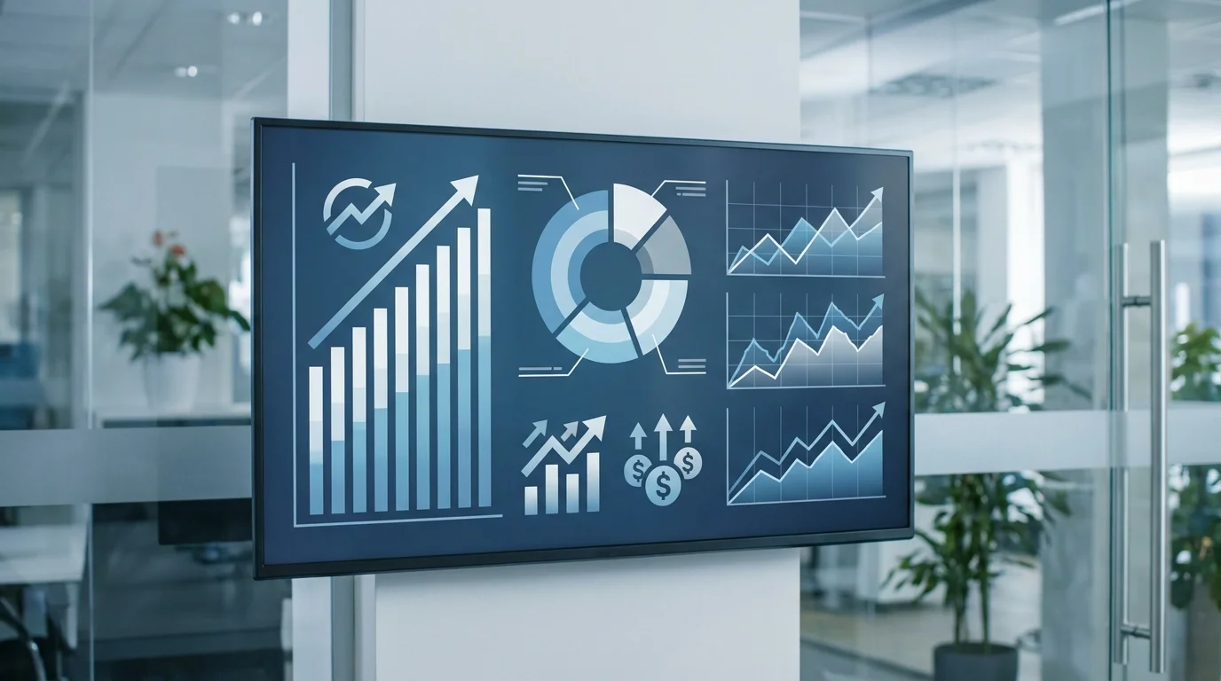 Professional business data analysis dashboard showing customer lifetime value metrics and direct sales growth trends, emphasizing the data-driven nature of successful D2C direct marketing.