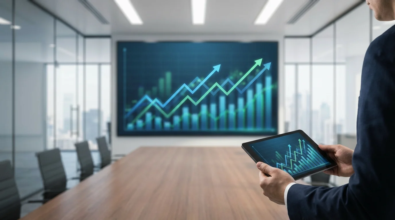 Financial analysis charts and graphs showing the growth of Life Time Value (LTV) and Return on Ad Spend (ROAS) in a professional business setting with a focus on profitability.