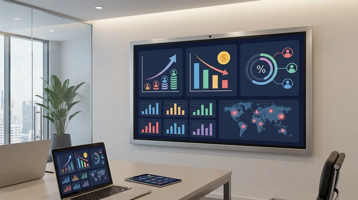 A detailed business dashboard displaying key performance indicators for cosmetics e-commerce, including LTV, CPA, and retention rate graphs, analyzed through a professional management perspective.