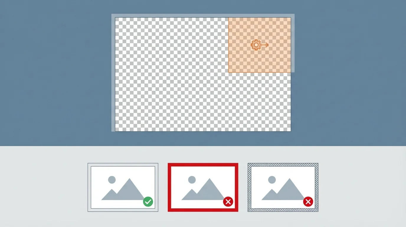 A technical diagram illustrating the 20 percent text occupancy rule for Rakuten product images, showing a grid overlay and prohibited border examples to ensure marketplace compliance.