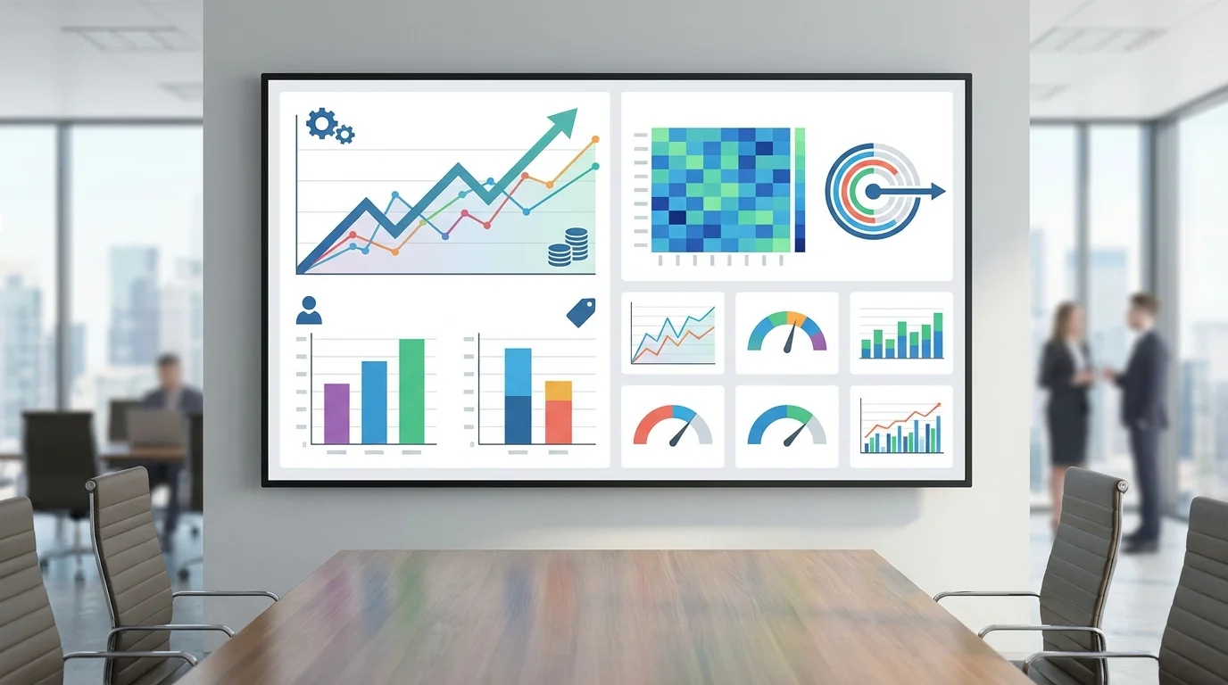 A detailed business dashboard displaying real-time analytics for a retail shop, including ROAS tracking, customer acquisition cost, and lifetime value metrics.