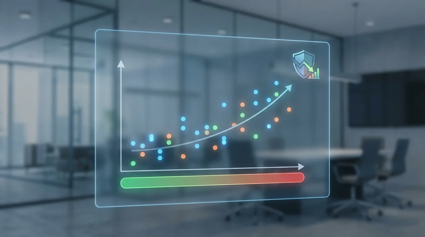 A detailed analytical chart showing the correlation between policy compliance scores and long-term store health on the Rakuten platform, focusing on risk mitigation data.