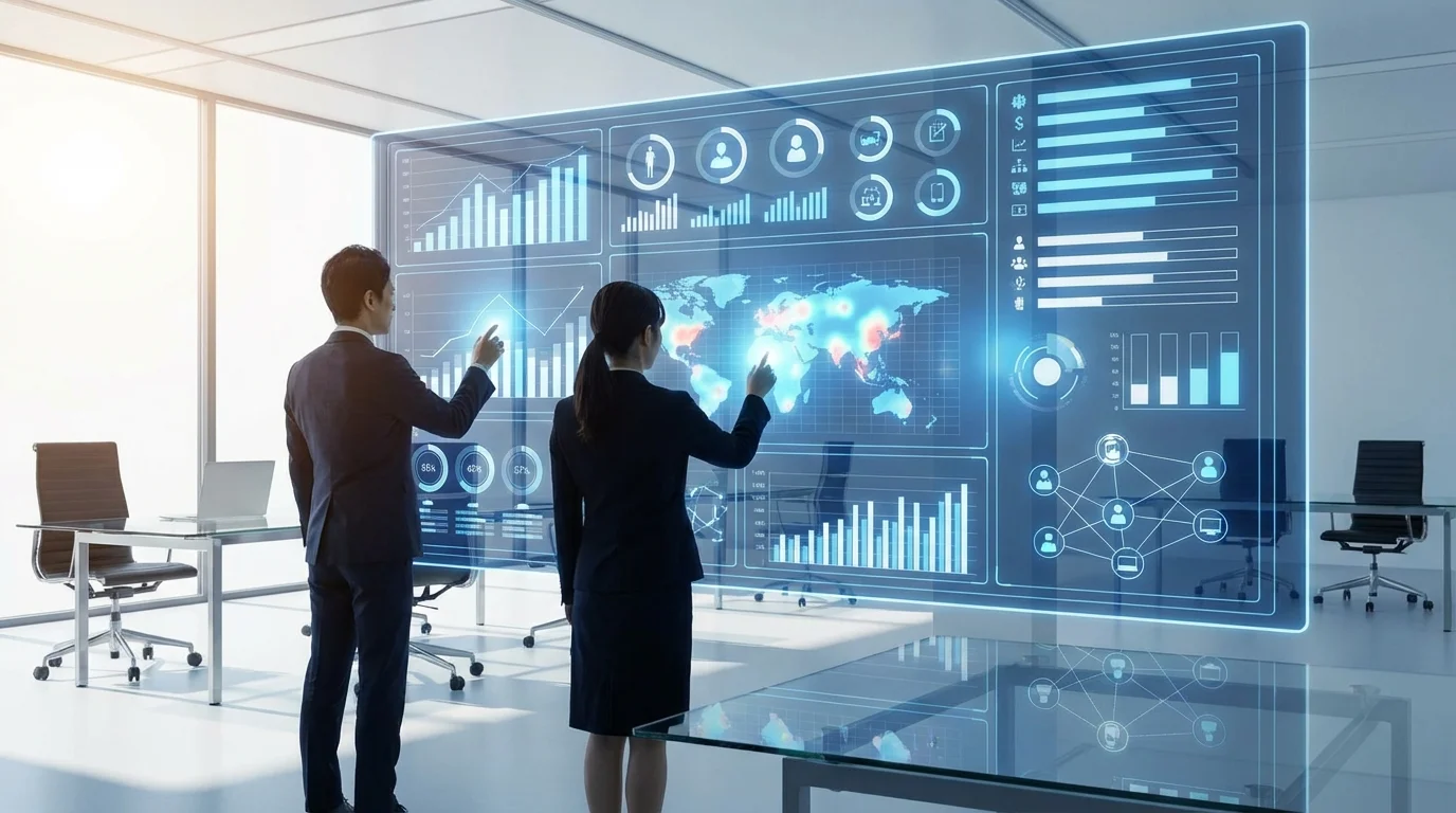 A high-tech digital interface showing data analytics of e-commerce store performance and compliance scoring systems used by professional digital strategists.