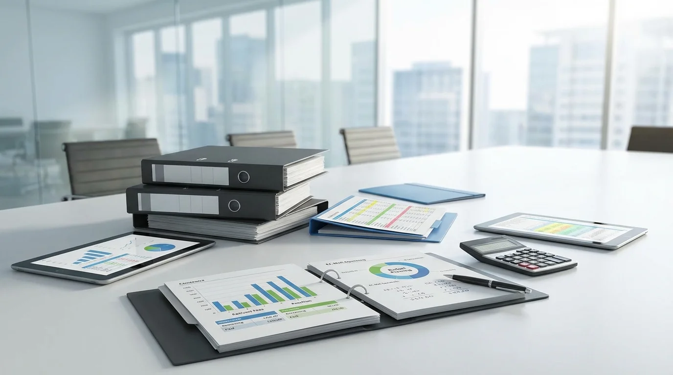 Business financial documents showing calculated costs and budget planning, illustrating the importance of managing remaining contract fees and potential penalties in EC mall operations.