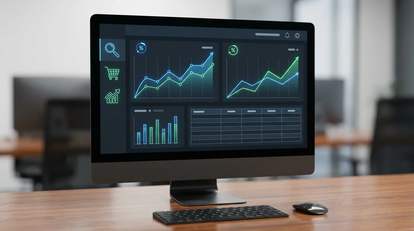 Technical data visualization showing click-through rate (CTR) and conversion rate (CVR) performance metrics for search-linked advertising in a professional e-commerce management interface.