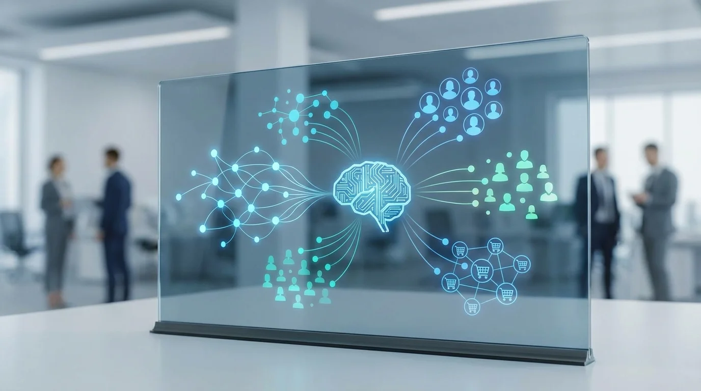 Visual representation of data segmentation and customer profiling using artificial intelligence for personalized marketing automation in the retail sector.