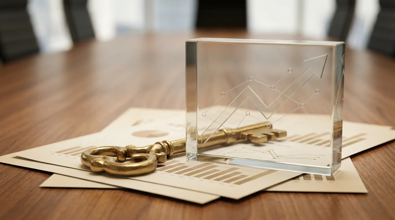 A conceptual image of a golden key resting on a business contract, symbolizing the unlocking of strategic growth and successful return on investment through data-driven decisions.