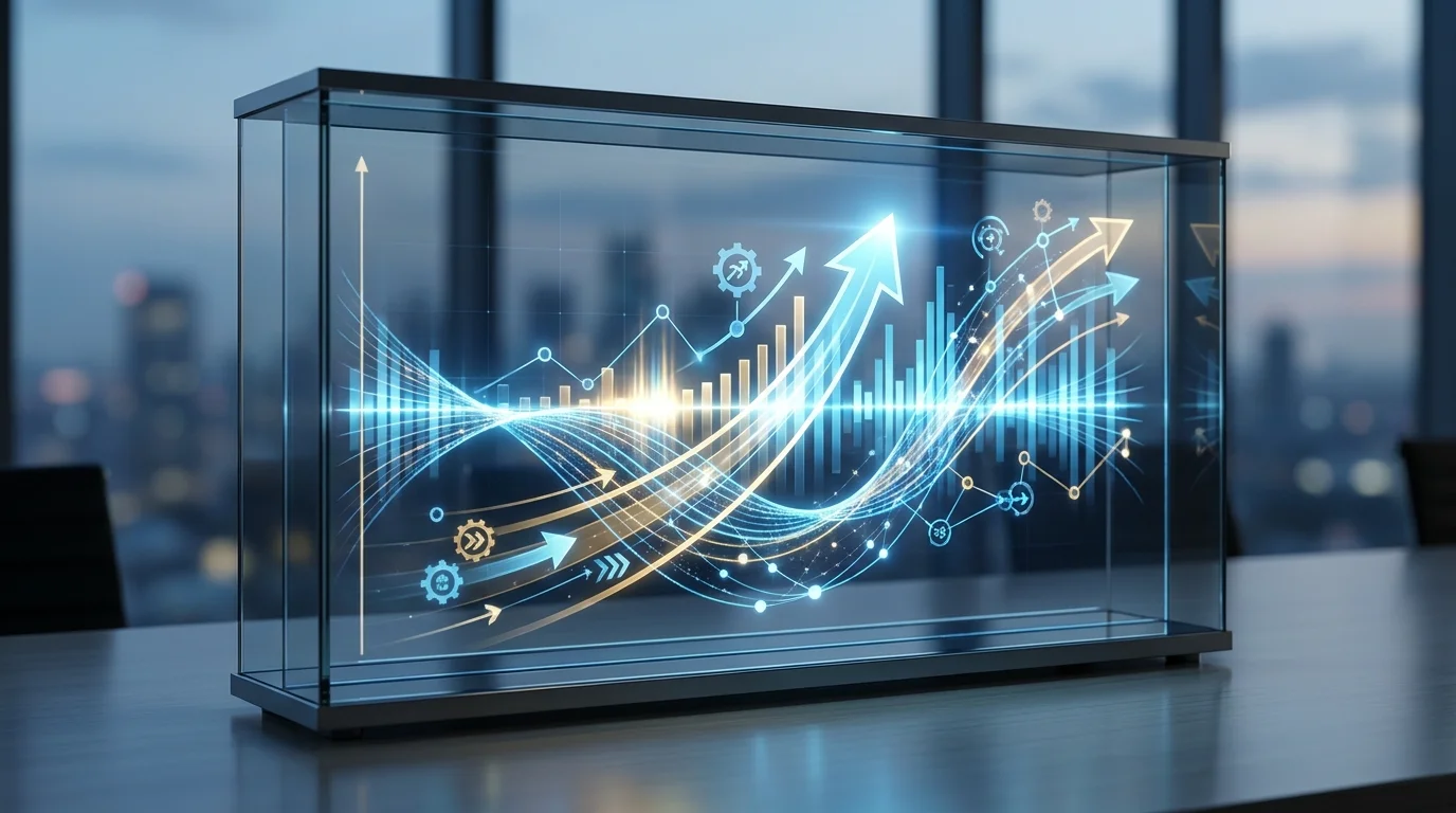 A high-tech visualization of sales velocity and conversion funnels, illustrating the acceleration of e-commerce transactions and revenue growth through strategic advertising.
