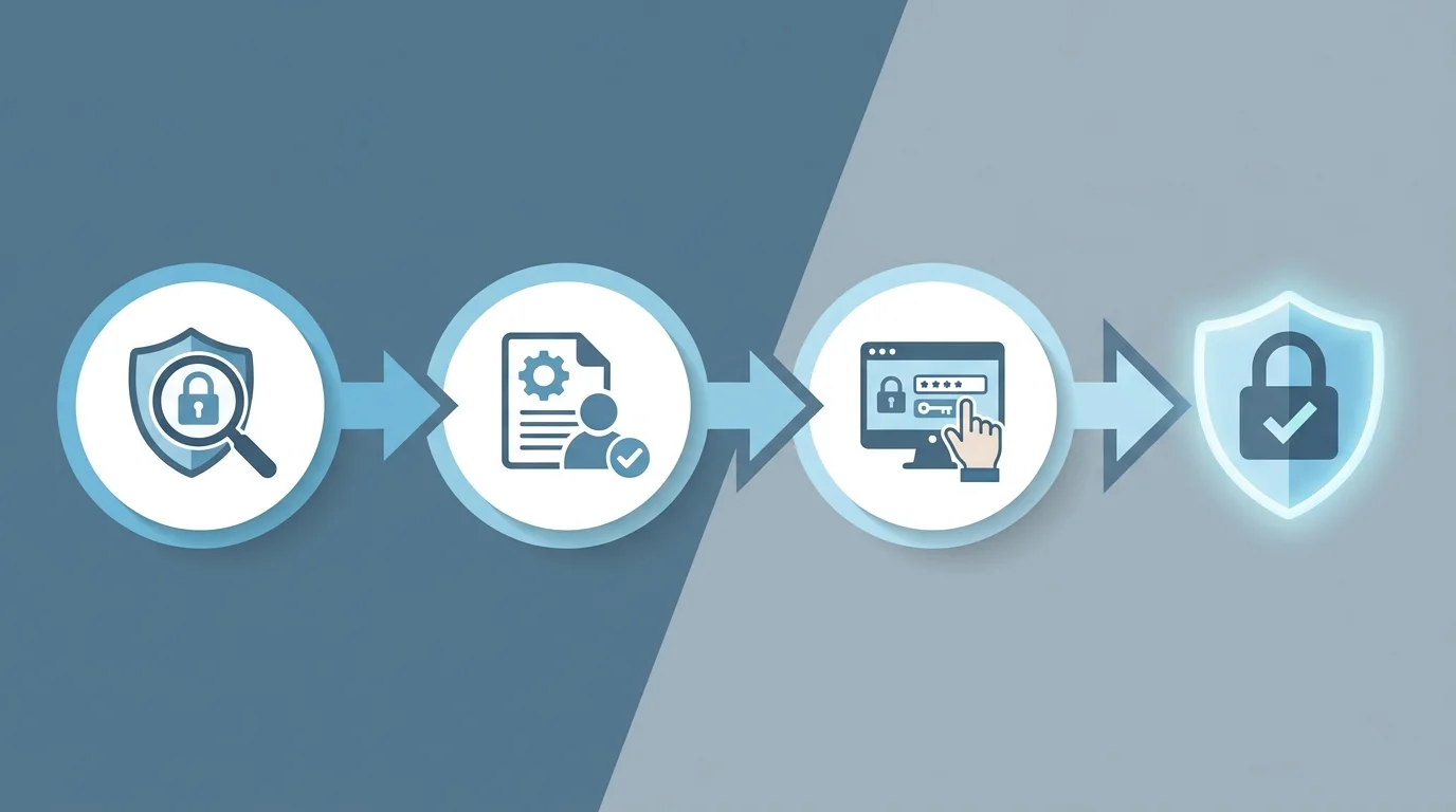 A technical diagram outlining the three-step process for marketplace protection including trademark verification, professional application, and final authorization code entry for owners.