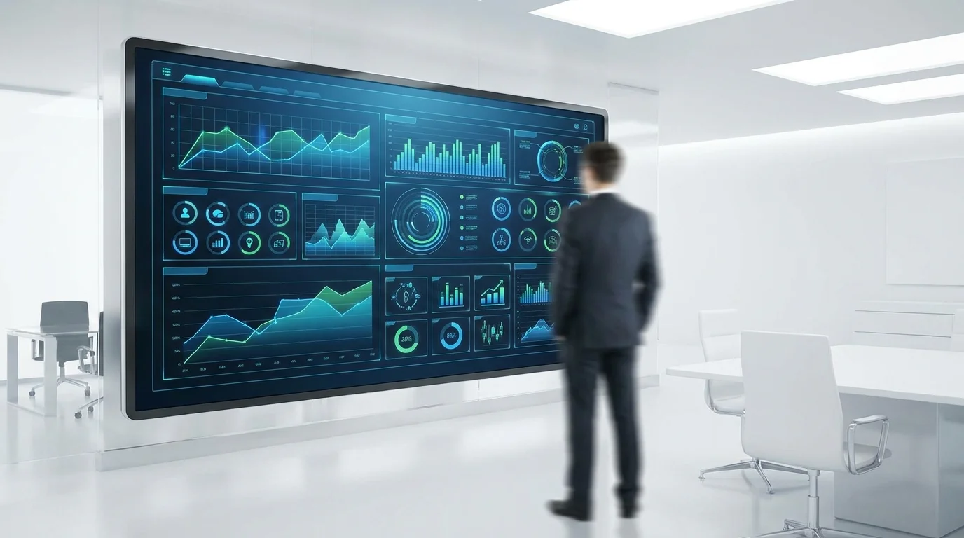 A high-tech dashboard showing various marketing tools available on a major e-commerce platform, including enhanced product content and sponsored advertising analytics for managers.