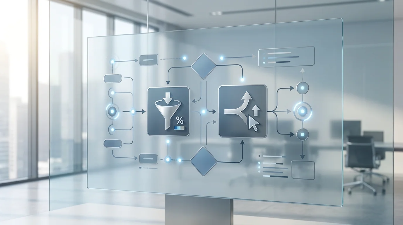 Technical representation of search algorithm factors including conversion rates and click-through rates for professional e-commerce optimization.
