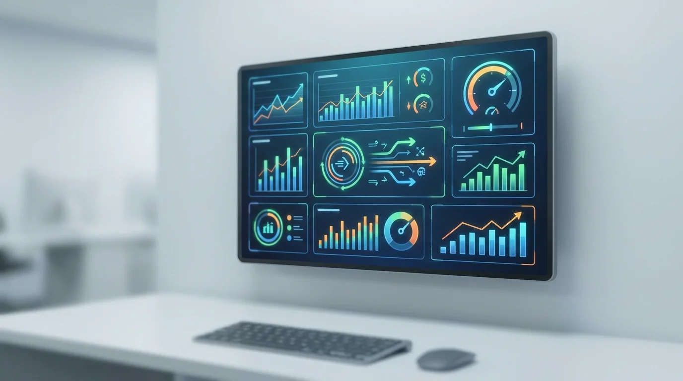 Digital dashboard showing real-time logistics data, inventory turnover rates, and supply chain KPIs for an e-commerce business seeking to optimize fulfillment operations and 3PL performance.