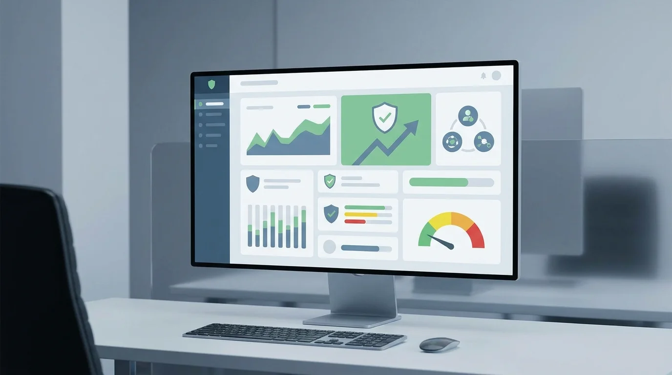 Conceptual visual of Amazon account health dashboard showing risk management and protection of seller status.