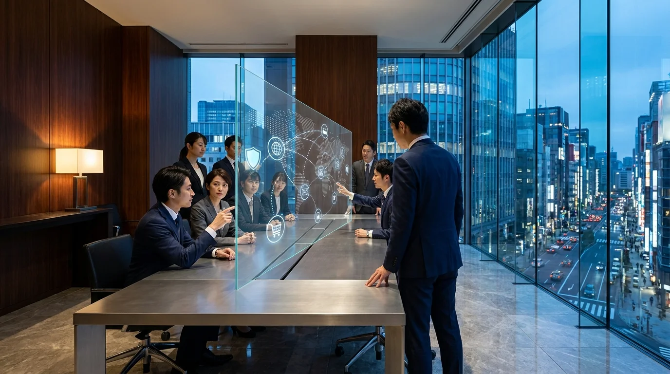 A high-tech office environment where a specialist is reviewing complex international legal documents on multiple large 4K monitors. The screens display comparative charts of global trade regulations and data privacy laws.