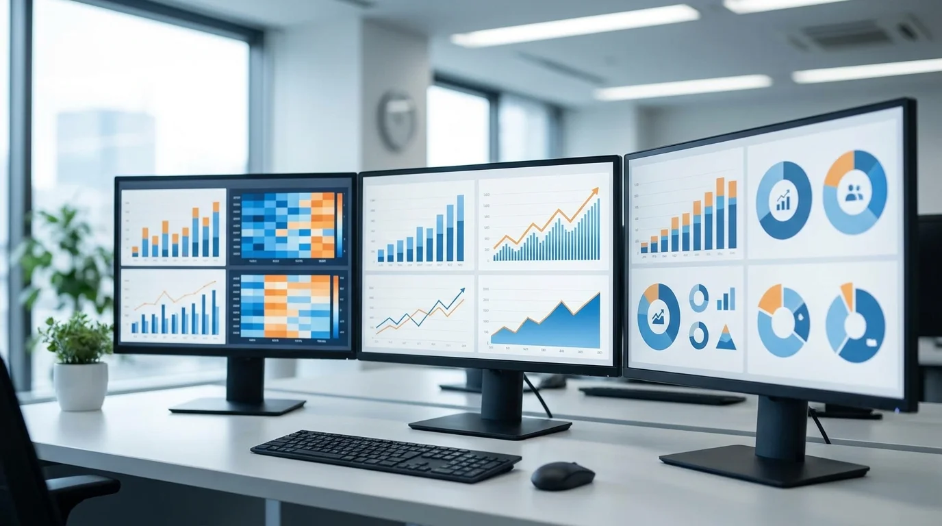 A financial dashboard showing the break-even point analysis for a retail business, featuring professional charts and data visualizations in a modern corporate environment.