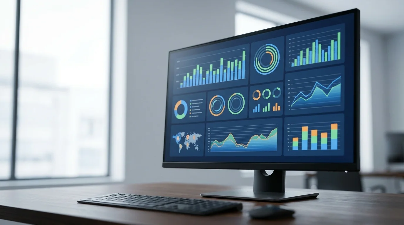 A high-resolution close-up of a computer screen displaying keyword research tools with Japanese text, focusing on data tables and search volume graphs. No people are visible in this tech-focused office setting.