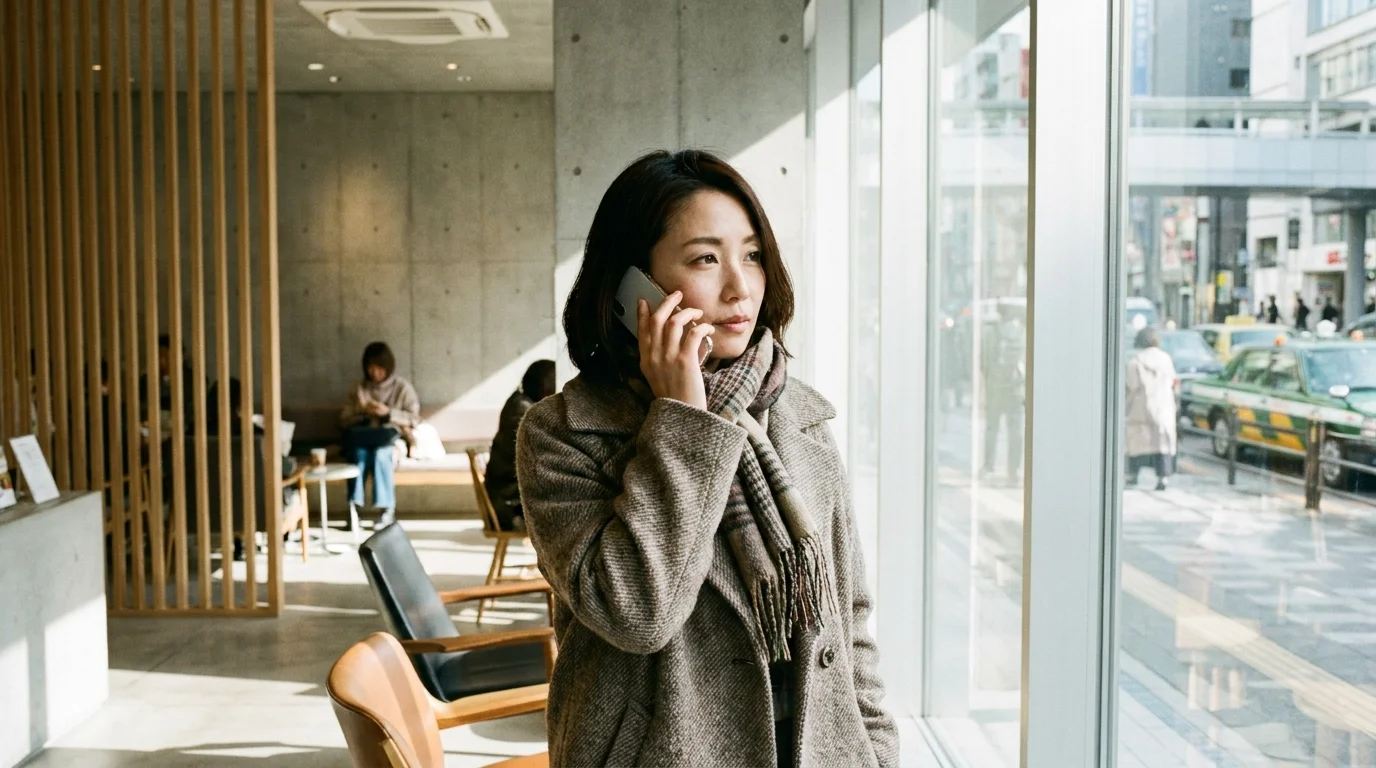 A business strategy meeting with professional Japanese consultants analyzing customer satisfaction metrics and AHT reduction trends on a high-definition tablet.