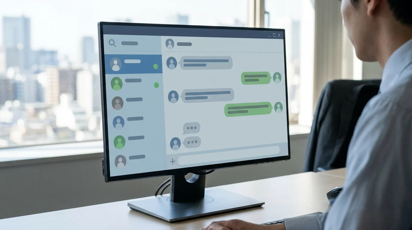 Professional office setting where digital screens display real-time semantic analysis of cross-cultural communication flows without any logos.