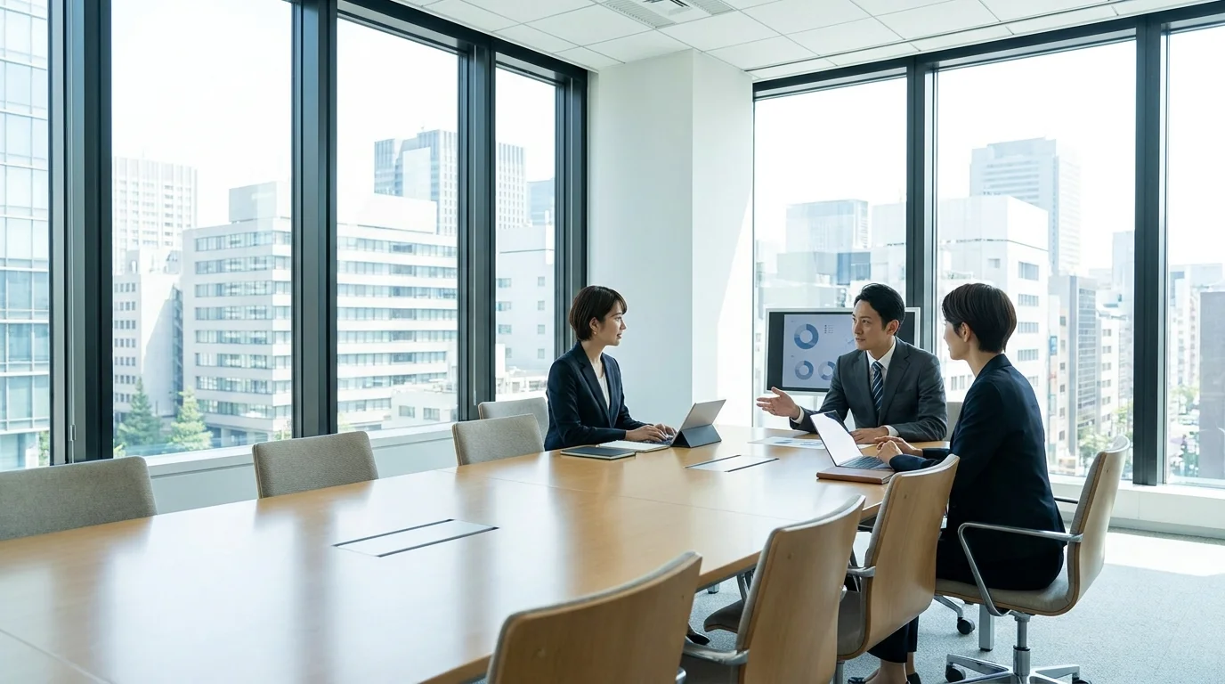 Two Japanese executives having a strategic meeting.