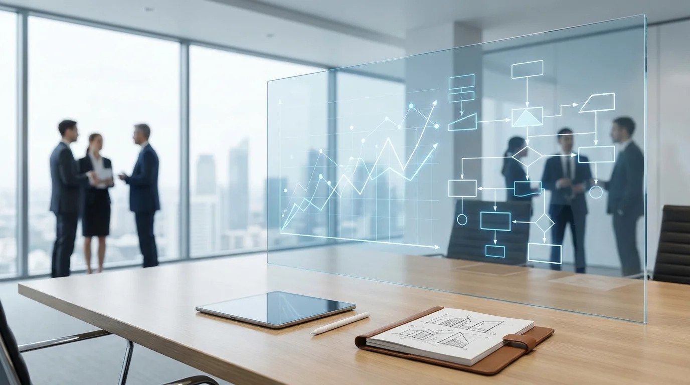 A conceptual visual representing strategic business analysis with digital charts and logical frameworks for e-commerce growth.
