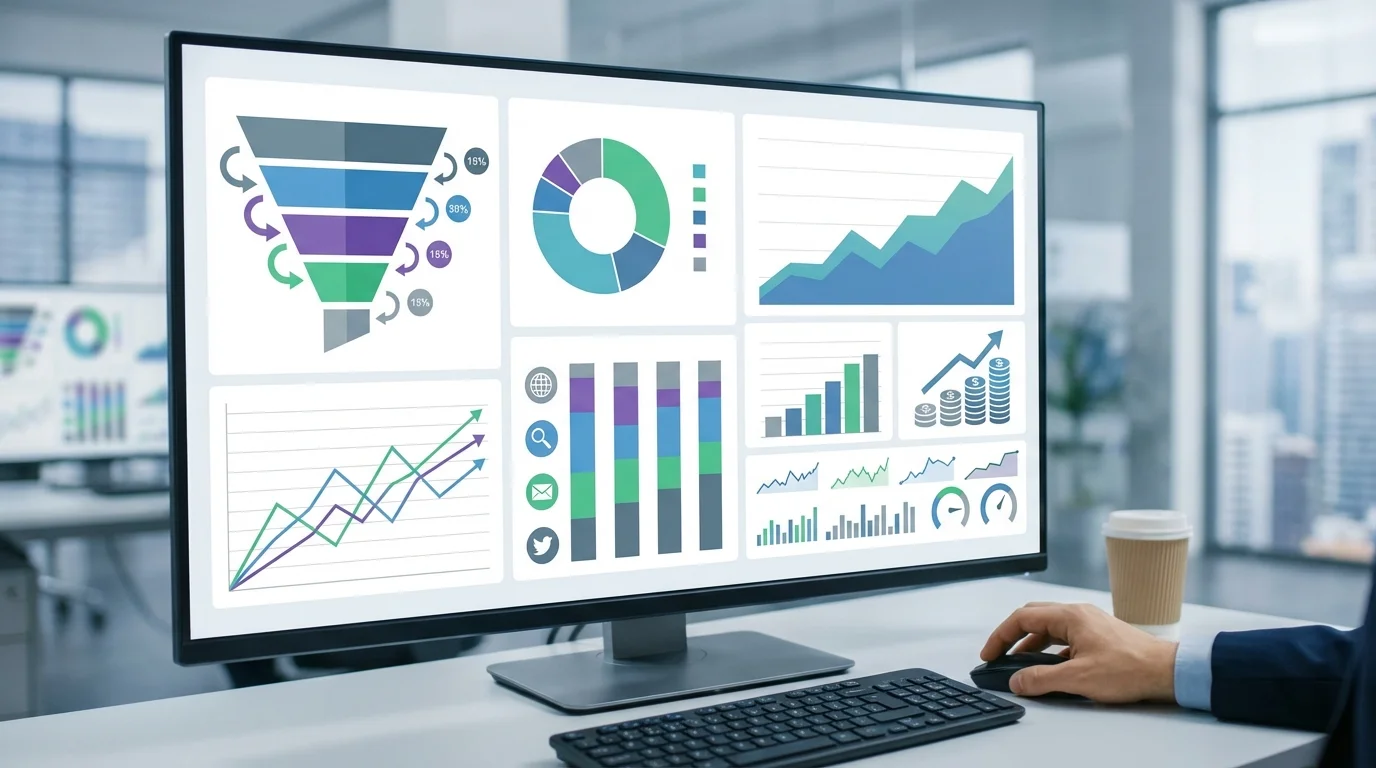 Detailed e-commerce dashboard showing conversion rates, traffic sources, and revenue metrics for professional marketplace management analysis.