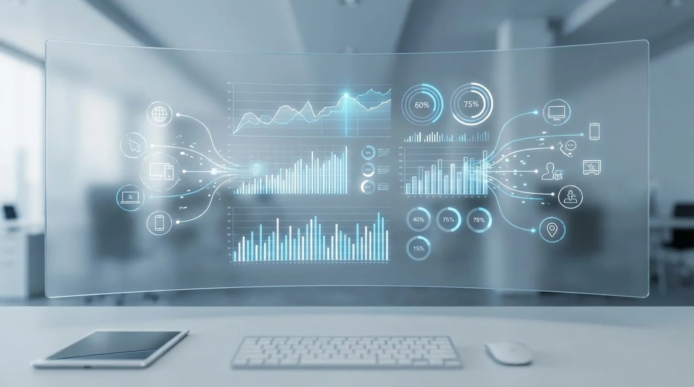 Detailed dashboard showing digital marketing analytics and customer data metrics, representing the technical infrastructure required for successful OMO implementation.